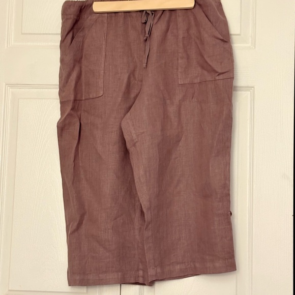 Women's icantoo 100%linen Mauve Capris size Large. - Picture 1 of 12